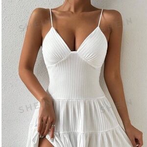 🌸S106 - BAE Allure Summer White Ribbed Dress🤍